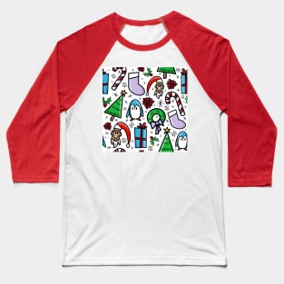 Christmas Motif Pattern Baseball T-Shirt